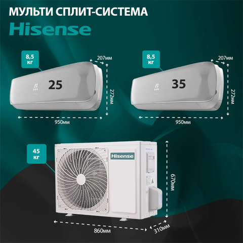 Hisense AMS-09UW4RVETG00(S)x2 + AMS-12UW4RVETG00(S)/ AMW4-27U4RJC-4