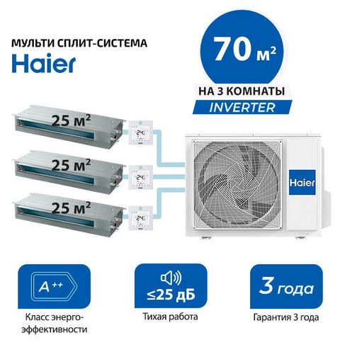 Мульти сплит система Haier AD25S2SS1FAx3/ 3U70S2SR5FA (комплект)