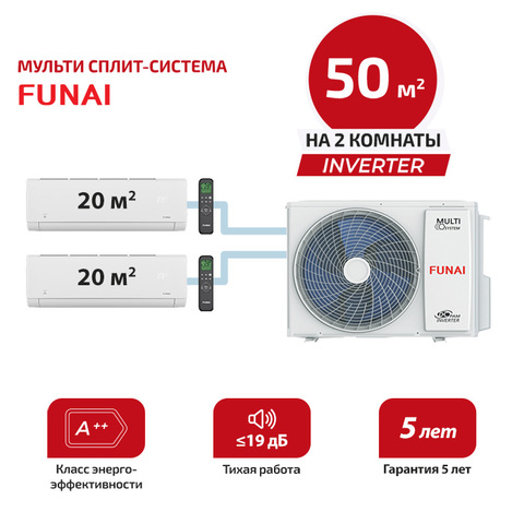 Мульти сплит система Funai RAM-I-SG25HP.W02/Sx2/ RAM-I-2OK55HP.01/U (комплект)