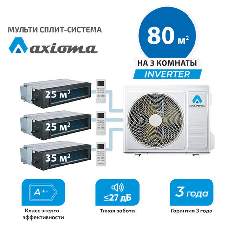 Мульти сплит система Axioma ASX09MDZ1R1x2 + ASX12MDZ1R1/ ASB27M3Z1R (комплект)