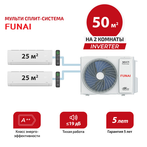 Мульти сплит система Funai RAM-I-SG30HP.W03/Sx2/ RAM-I-2OK55HP.01/U (комплект)