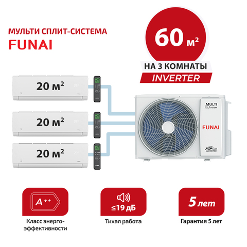 Мульти сплит система Funai RAM-I-SG25HP.W03/Sx3/ RAM-I-3OK60HP.01/U (комплект)