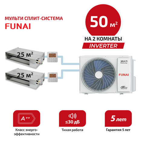 Мульти сплит система Funai RAM-I-OK30HP.D01/Sx2/ RAM-I-2OK55HP.01/U (комплект)