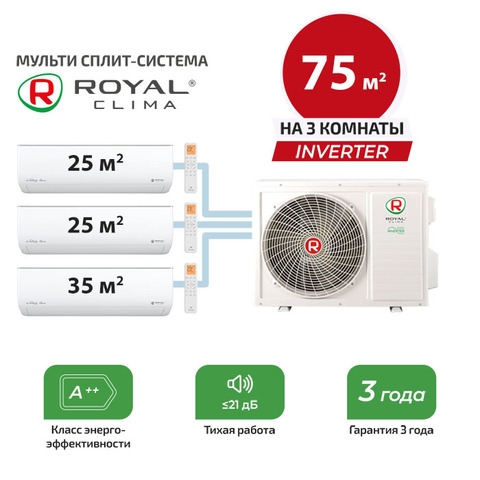 Мульти сплит система Royal Clima RCI-GLD09HNx2 + RCI-GLF12HN/ 3TFM-25HN/OUT (комплект)