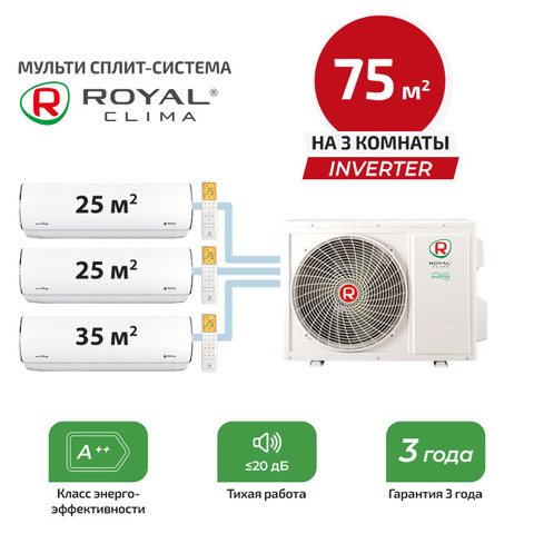 Мульти сплит система Royal Clima RCI-PFF09HNx2 + RCI-PFF12HN/ 3TFM-25HN/OUT (комплект)