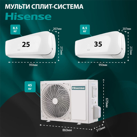 Hisense AMS-09UW4RVETG00x2 + AMS-12UW4RVETG00/ AMW3-24U4RJC-4