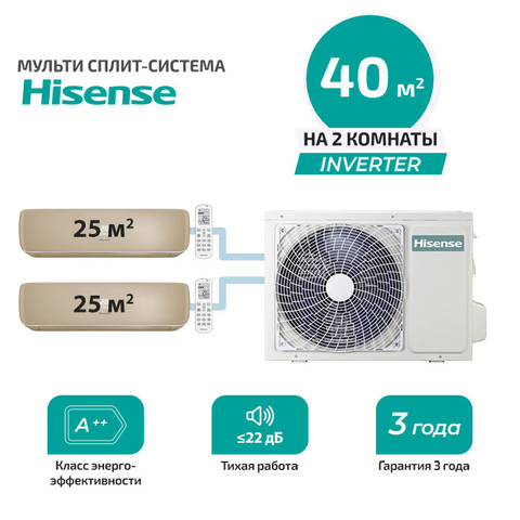 Мульти сплит система Hisense AMS-09UW4RVETG00(C)x2/ AMW2-14U4RGC (комплект)