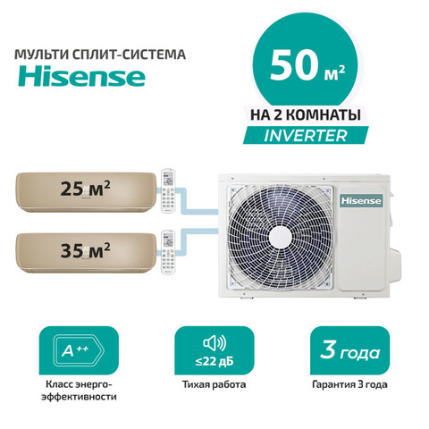 Мульти сплит система Hisense AMS-09UW4RVETG00(C)+ AMS-12UW4RVETG00(C)/ AMW2-18U4RXC (комплект)