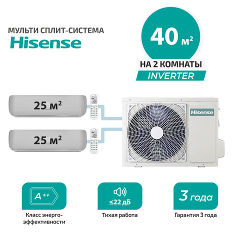Мульти сплит система Hisense AMS-09UW4RVETG00(S)x2/ AMW2-14U4RGC (комплект)