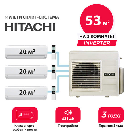 Мульти сплит система Hitachi RAK-18RPEx3/ RAM-53NP3E (комплект)