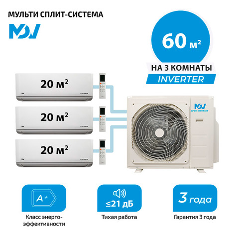 Мульти сплит система MDV MDSAG-07HRFN8x3/ MD3O-21HFN8 (комплект)