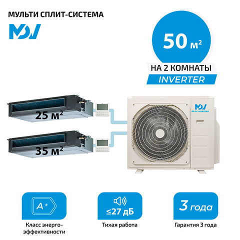 Мульти сплит система MDV MDT2II-09HWFN8 + MDT2II-12HWFN8/ MD2O-18HFN8 (комплект)