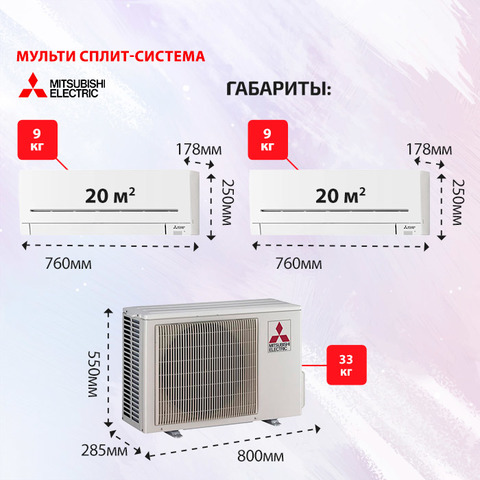 Mitsubishi Electric MSZ-AY20VGK(P)x2/ MXZ-2F33VF-4