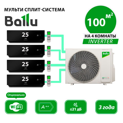 Мульти сплит система Ballu BSUI-FM/in-09HN8/EU_BLx4/ BA4OI-FM/out-36HN8/EU (комплект)