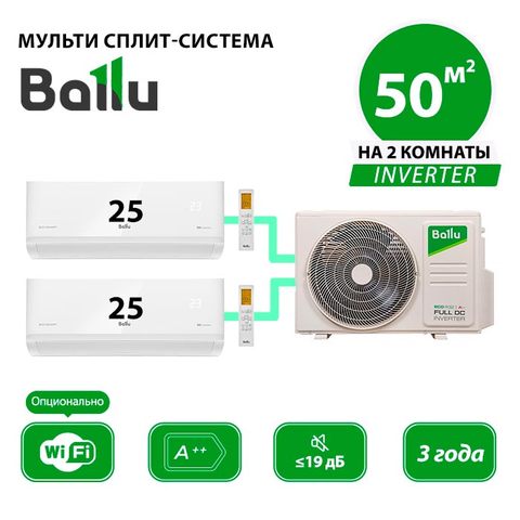 Мульти сплит система Ballu BSYI-FM/in-09HN8_V1/EUx2/ BM2OI-FM/out-18HN8_V1/EU (комплект)