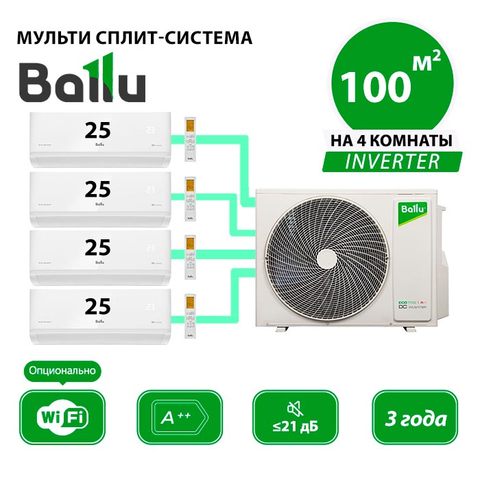 Мульти сплит система Ballu BSYI-FM/in-09HN8_V1/EUx4/ BM4OI-FM/out-36HN8_V1/EU (комплект)