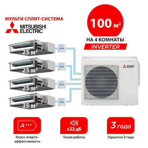 Мульти сплит система Mitsubishi Electric SEZ-M25DAx3 + SEZ-M35DA/ MXZ-5F102VF (комплект)