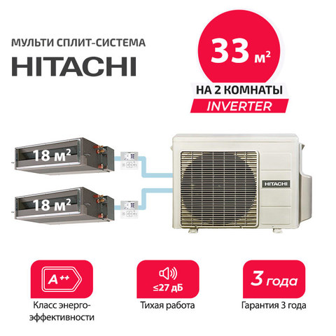 Мульти сплит система Hitachi RAD-18QPEx2/ RAM-33NP2E (комплект)