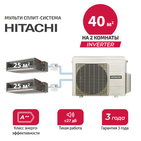 Мульти сплит система Hitachi RAD-25RPEx2/ RAM-40NP2E (комплект)