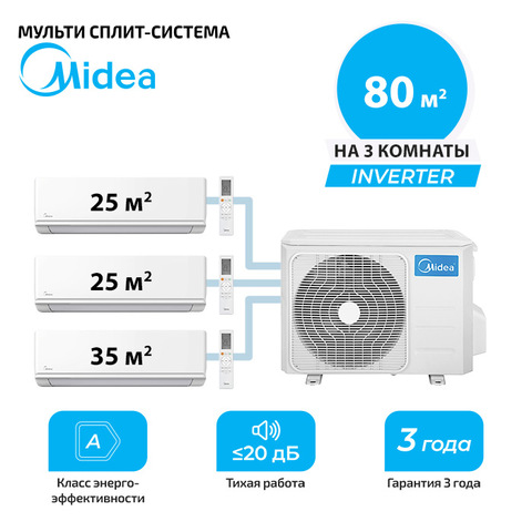 Мульти сплит система Midea MMAG2-09N8D0-Ix2 + MMAG2-12N8D0-I/ M4OE-28HFN8-Q (комплект)
