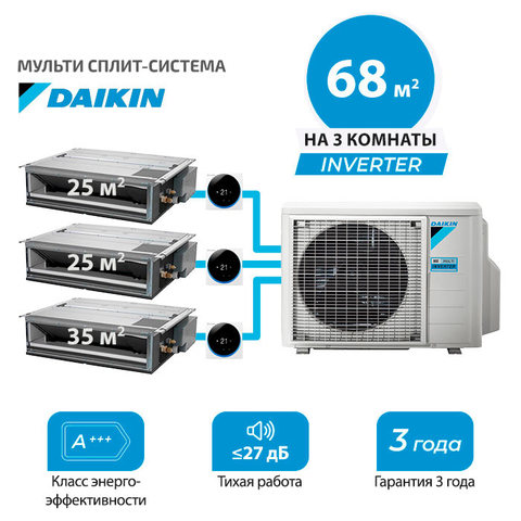 Мульти сплит система Daikin FDXM25F9x2 + FDXM35F9/ 3MXM68A